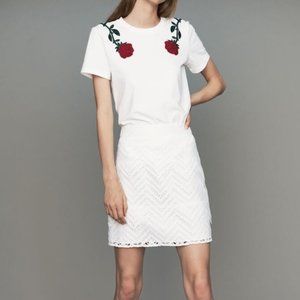 NWT MAJE Jyvais high-waist lace  mini skirt Size 40